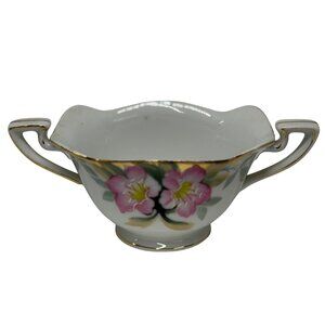 Vintage Noritake Azalea Sugar Bowl 4"x2.5" Hand-Painted Floral Gold Trim Japan